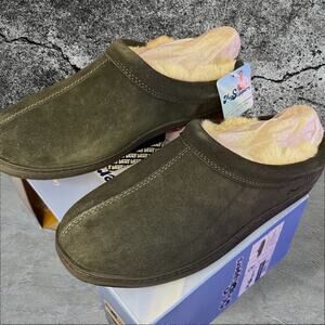 •NEW• Men's MySlippers Size 9 - Charcoal Genuine Leather & Memory Foam Comfort